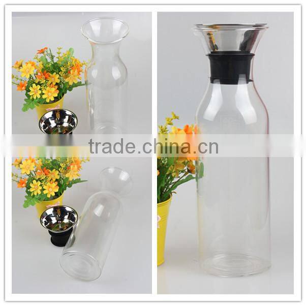 New Arrival Decorative High Borosilicate Mouth Blown Glass Kettle/Jug With Stainless Steel Lid