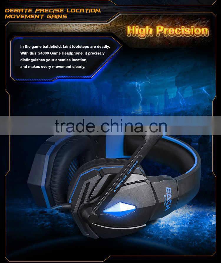 2015 New EACH G4000 Gaming Headset Stereo Bass Headphone Earphone With Microphone For Computer Gamer USB 3.5mm Gold-Plated