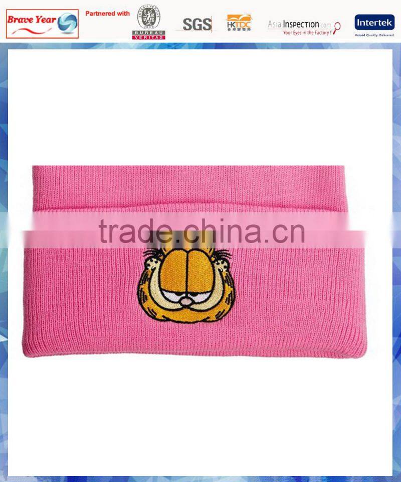 Garfield pink beanie hat/summer beanie hat/free knitting pattern hat beanie