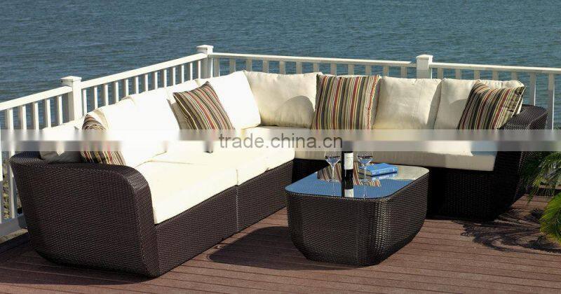 Unique poly rattan outdoor furniture garden sofa set outdoor wicker furniture(1.2mm alu frame with powder coated)