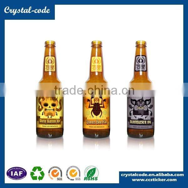 Self-adhesive label printing transparent beer bottle label for hdpe bottles