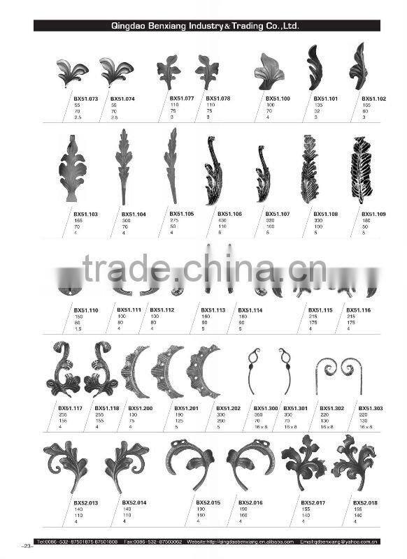 ornamental wrought iron casted flowers and leaves used on fence,stairing,gate,railing