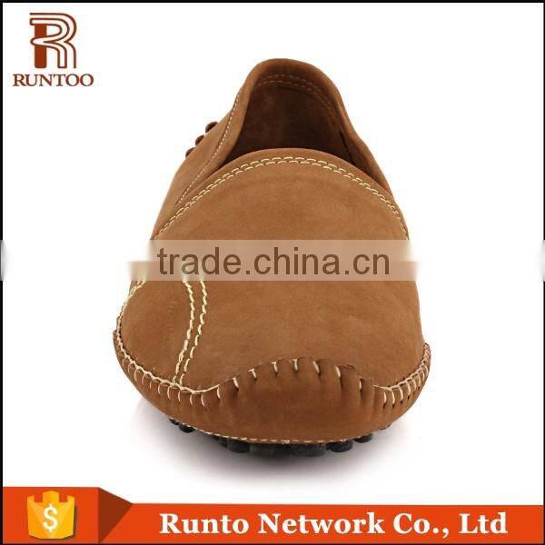 New fashion brown color nubuck leather men driving Shoe male breathable casual flat boat shoes Italy men casual shoe