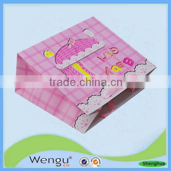 newest design good products for 2016 bling bling fancy pink paper gift bag with ribbon bow tie