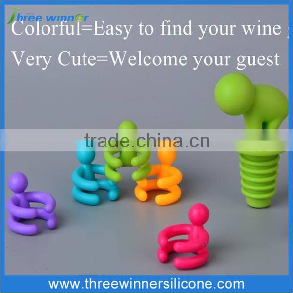 cute wine accessory food grade custom silicone wine accessory