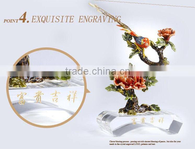 RORO Wealth and Auspice peony enamel pewter crystal decorative article for home decoration