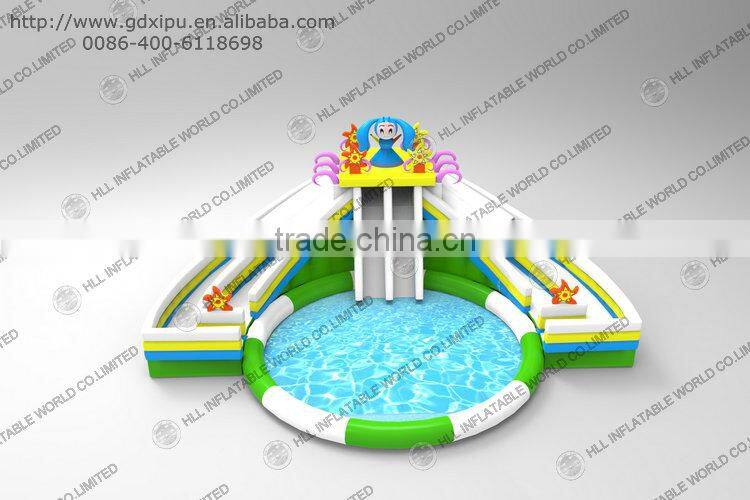 2016 New Design Giant Inflatable Obstacle Course with Water Pool Combo