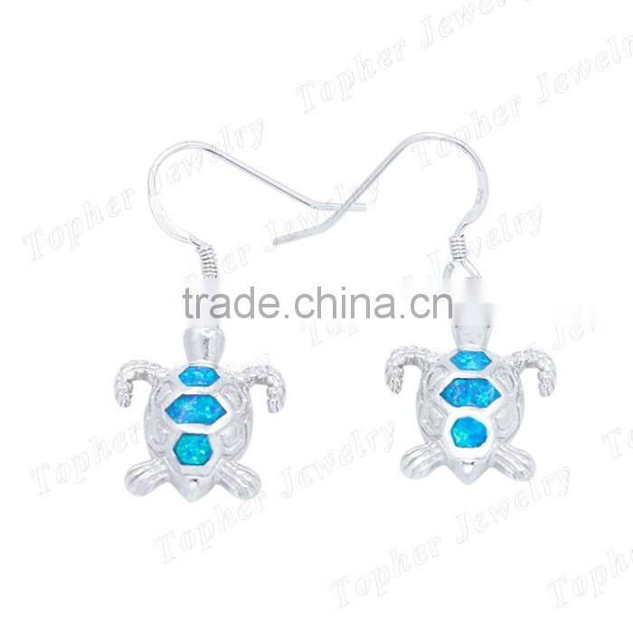 Marine animals earrings opal sea turtle shaped silver earrings