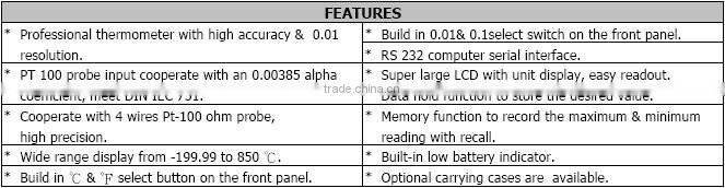 PT-100 Probe(3pcs), RS232 Cable & Sfotware (1 set) to TM-907A -199.99-800C0.01 degree