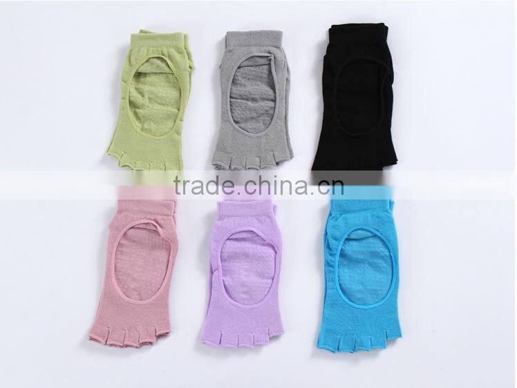 Yoga Pilates Breathable Grip Cotton toe less socks