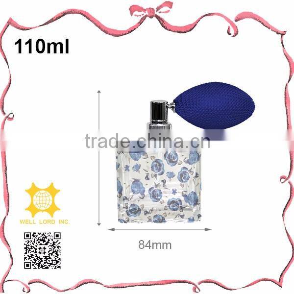 Colorful sprinkle dots perfume glass atomizer with royal blue bulb