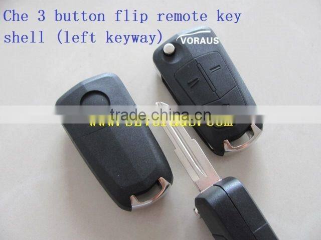High quality Che 3 button flip remote key shell (left keyway)