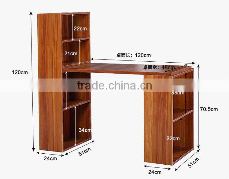 Simple wooden horse like computer desk with bookcase