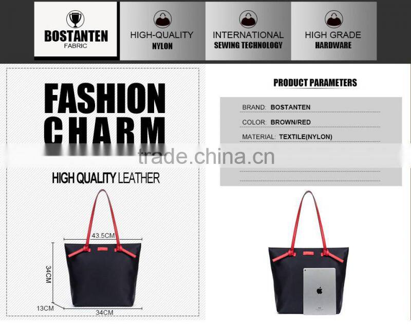 custom 600d polyester canvas tote bag shoulder bag leather handle wholesale