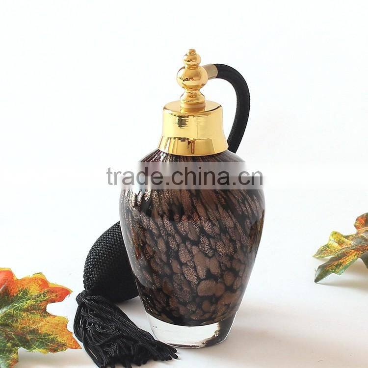 Handmade Black & Gold Point Airbag Glass Perfume Bottle