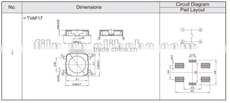 FTVAF17 3.3X3.3 miniature type tact push remote touch switch