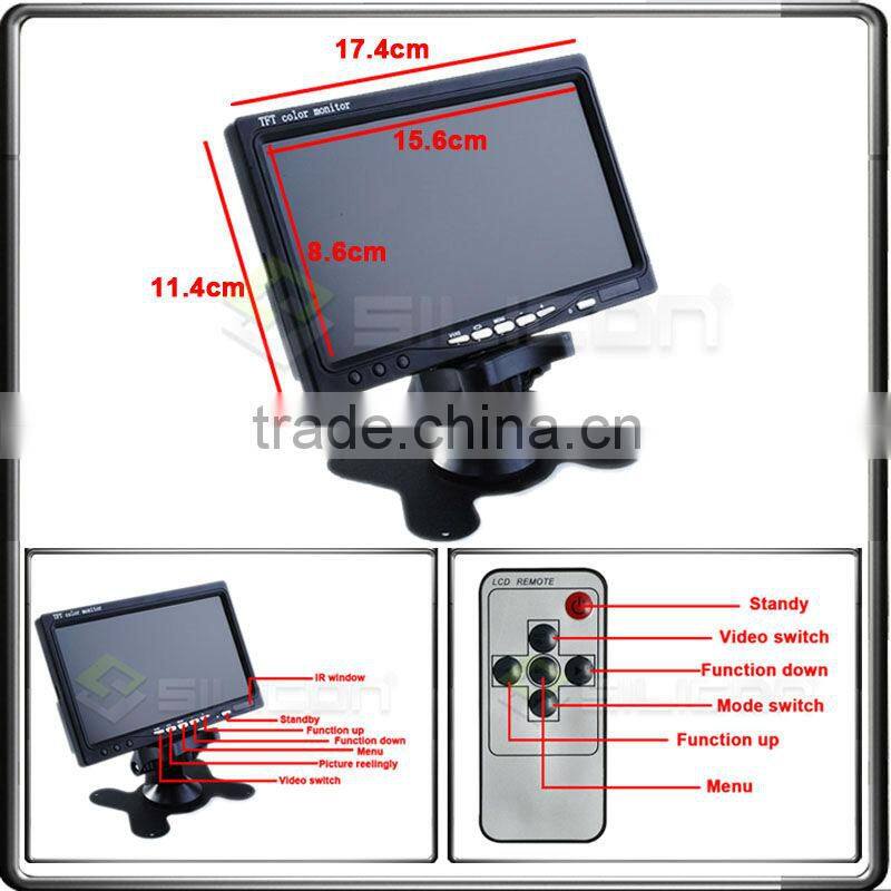 3-way video input 7 " inch car video monitors/car tft lcd monitor