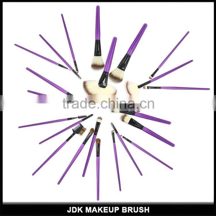 professional 24pcs makeup brush sets with pink PU leather roll bag