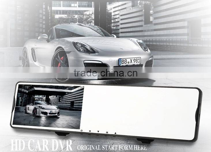 Vasens 168 Rearview Mirror Car DVR 4.3" LCD Hidden Dual Lens HD 720p Cycle Recording Car Dashboard camera