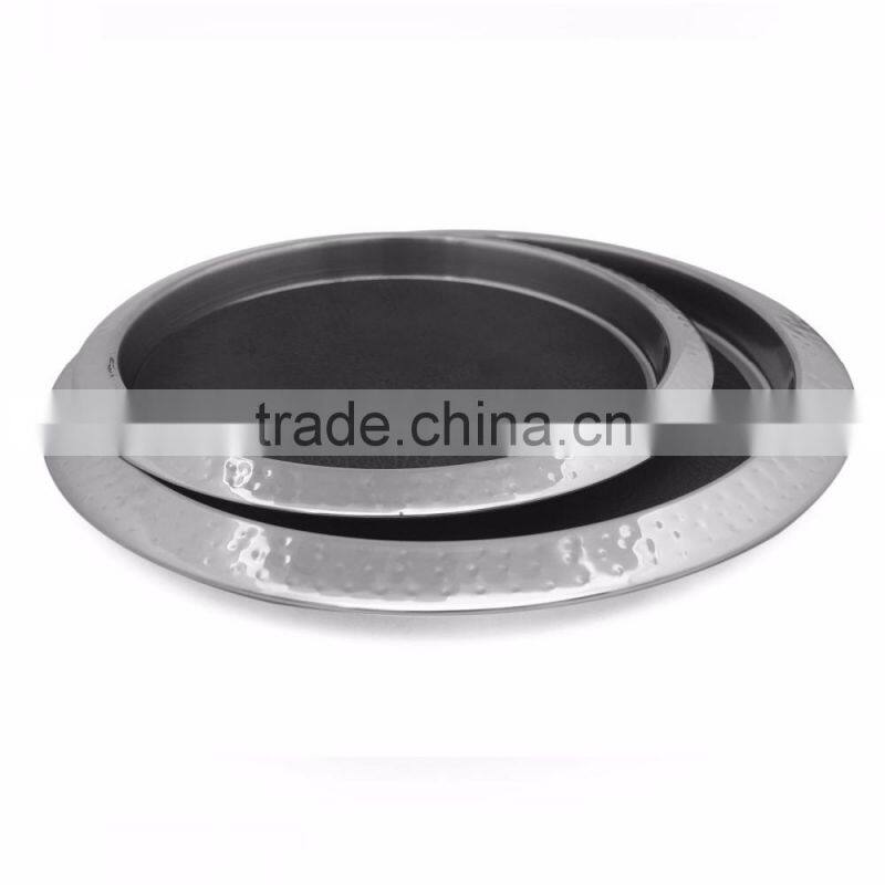 2016 latest stocked stainless steel serving tray with anti slip silicon mat