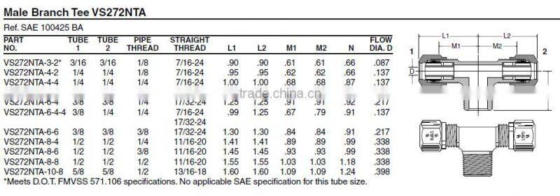 972 Male Branch Tee,Air Brake Fittings for Nylon Tube,Pneumatic valve