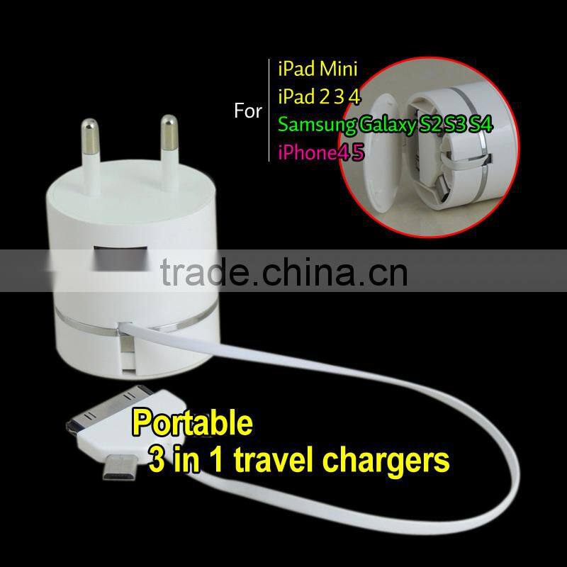 3 in 1 Car charger cable 10 in 1 portable multi usb phone charger cable usb car charger/usb home wall charger AC adapter 3in1