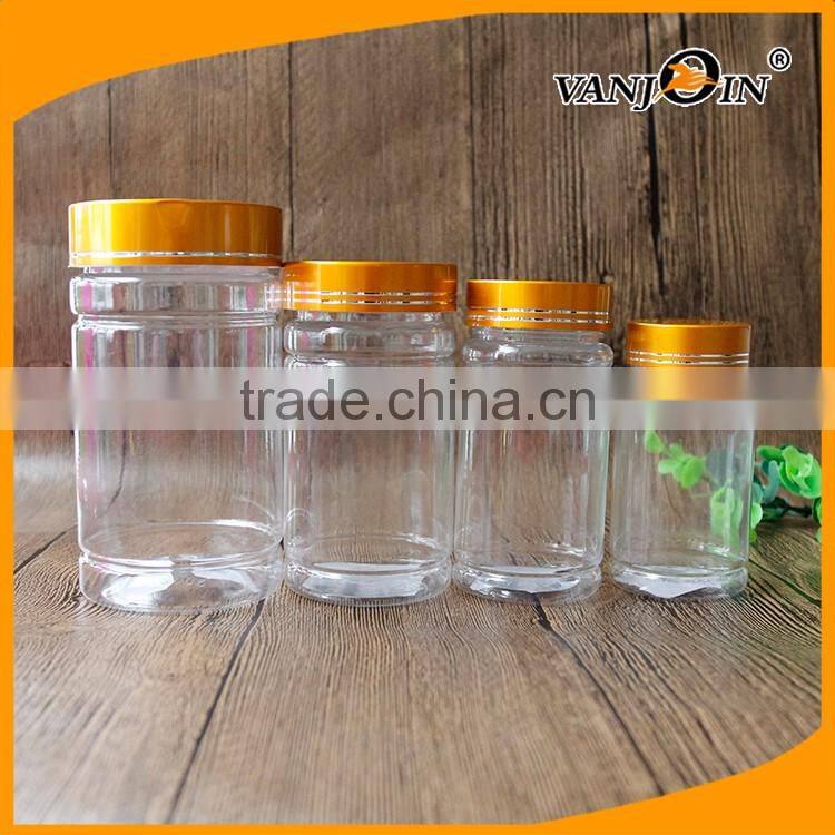 Clear 100ml PET Plastic Medicine Bottle With Golden Screw Lid