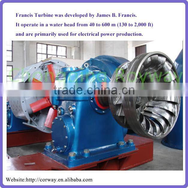 Simple Construction 1mw Turbine Generator Hydro/Turbine Generator For Francis Turbine