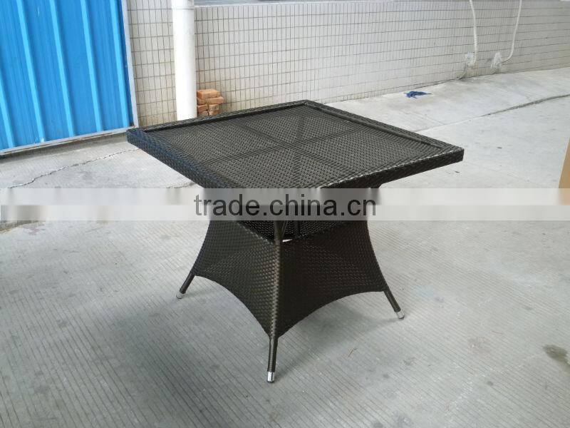 A - modern square glass dining table and wicker stackable chair setting 1883+8058