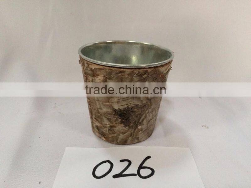 vintage antique aged look multi-functional metal flower pots planter with tree bark