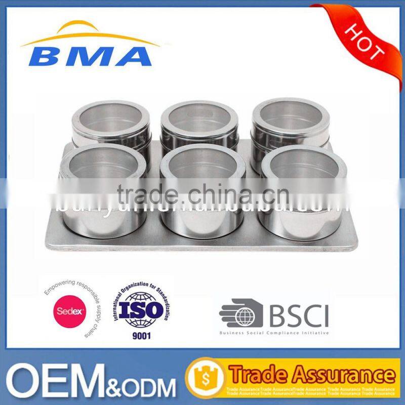 Six Pieces Magnetic Stainless Steel Spice Jar Set With Rack