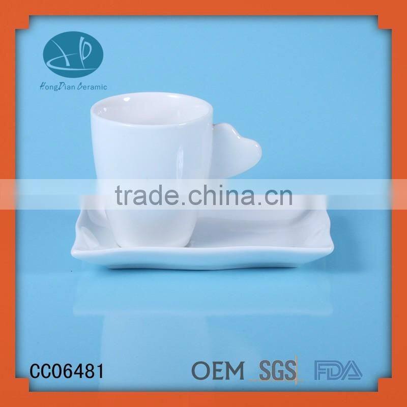 heart shape porcelain espresso cup and saucer