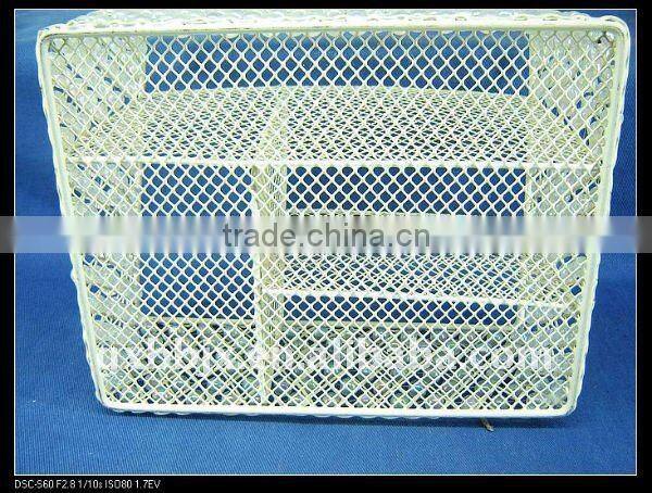 White metal wire and pearl woven magazine&file storage stand