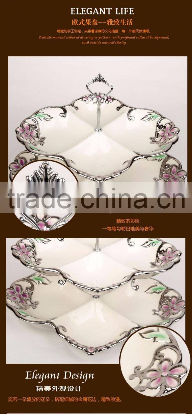 High Quality silver electroplating ceramic departed plates/dishes