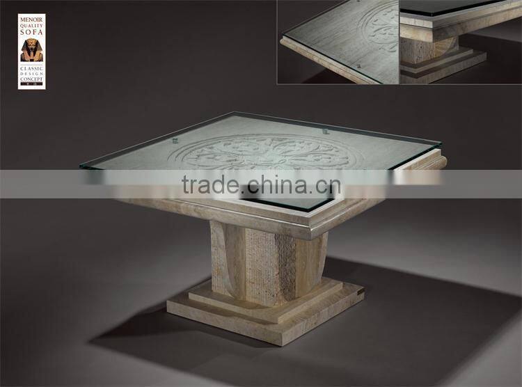 high quality natural marble with glass on top small round coffee table