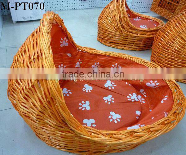 5 pcs set Round wicker pet basket with red floral liner