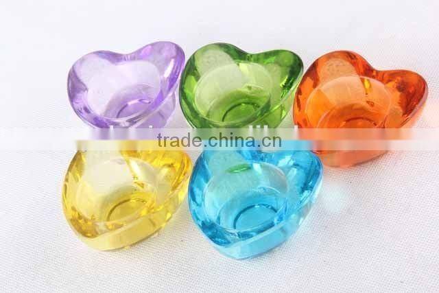 Colorful heart-shaped glass candle holder