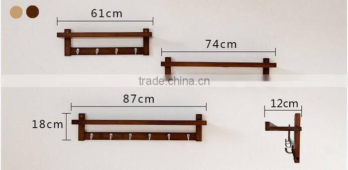 entryway wall shelf with Metal Hooks Eco-friendly bamboo coat rack