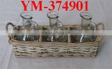 willow candle holder with beautiful glass