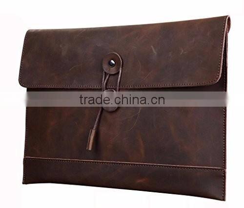 Crazy Horse genuine Leather Clutch Briefcase Laptop Bag for MacBook Air or Apple Ipad