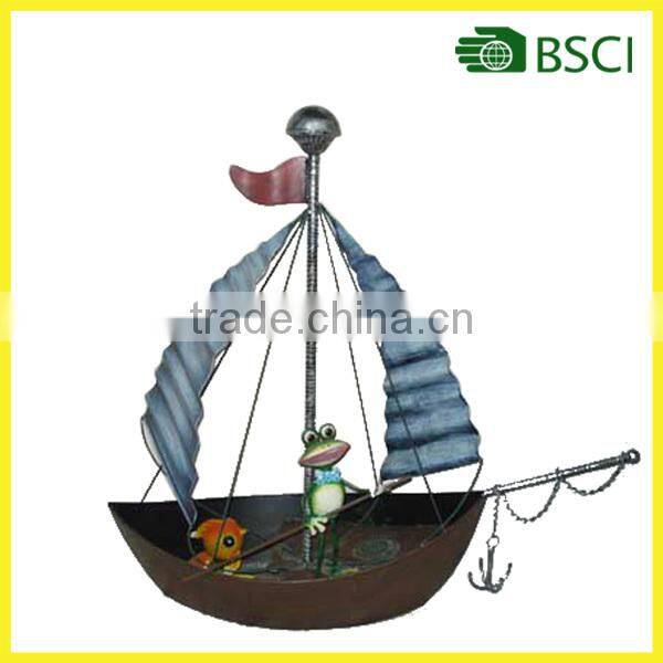 new products 2016 home and gard Metal Boat Decoration Metal handicraft boat with frog and chicken