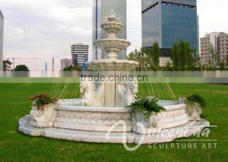 outdoor garden decoration stone carving marble horse water fountain