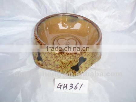 2012 USA hot sale round dolomite Ceramic Pet Feeder with bone printing