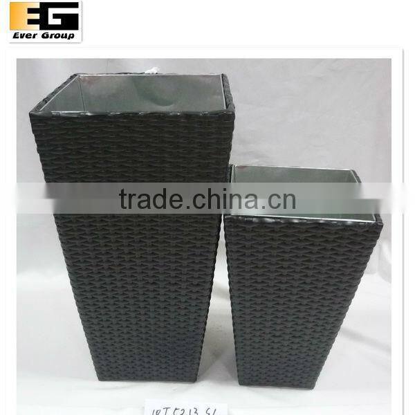 round rattan woven garden tub w/metal