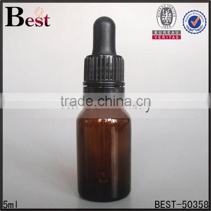 2017 hot sale essential oil glass bottle brown 5 ml 10 ml oil glass bottle with brown dropper