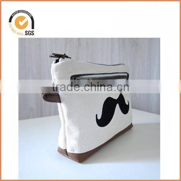 NEW canvas zippered pouch - neon accent & pin dot lining By Chiqun Dongguan CQ-H01056