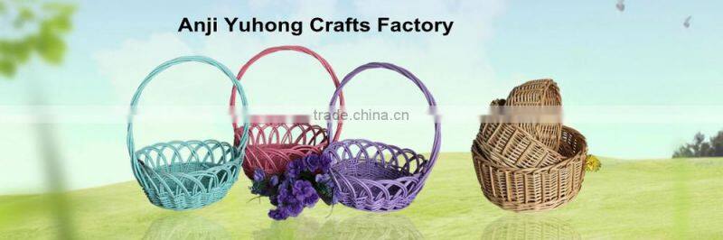 High quality white willow basket with flower cloth