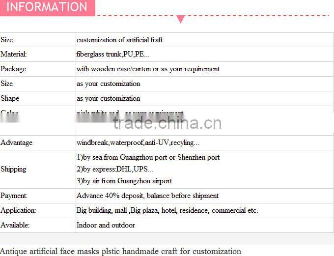Latest design Antique artificial face masks plstic handmade craft for customization