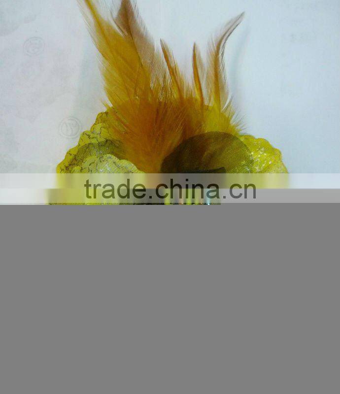 jewel center hair Flower with feather gauze