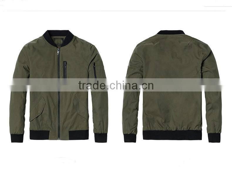 Polycotton mens jacket with sleeve zipper fashion varsity jacket plain baseball jacket